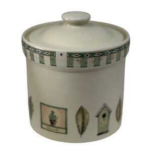 Pfaltzgraff Canister Lidded Naturewood Cream Birdhouse Leaf Kitchen Storage